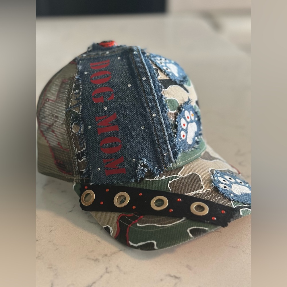 Camouflage Dog Mom Cap with Patches